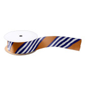 Blaue und weiße Streifen mit verbrannter Orange Satinband (Spule)