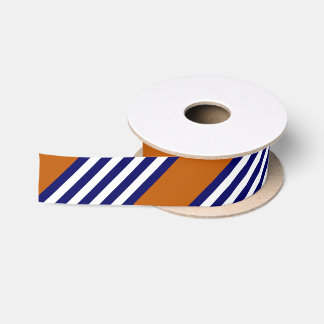 Blaue und weiße Streifen mit verbrannter Orange Satinband