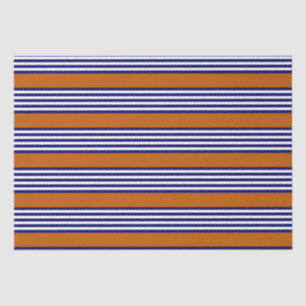 Blaue und weiße Streifen mit verbrannter Orange Seidenpapier