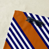 Blaue und weiße Streifen mit verbrannter Orange Strandtuch (Beispiel)