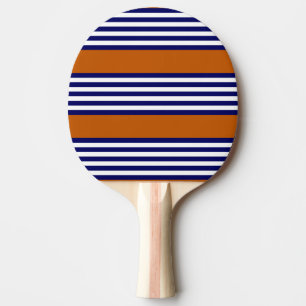 Blaue und weiße Streifen mit verbrannter Orange Tischtennis Schläger