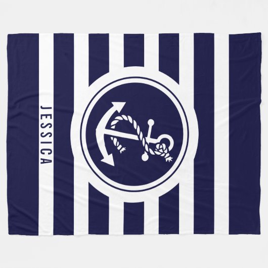 Blaue und weiße Streifen mit Wasseranker Fleecedecke (Vorderseite (Horizontal))