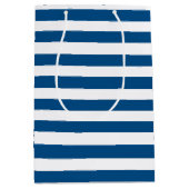 Blaue und weiße Streifen Mittlere Geschenktüte (Vorderseite)