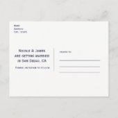 Blaue und weiße Streifen Moderne Eleganz Save the Ankündigungspostkarte (Rückseite)