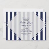 Blaue und weiße Streifen Moderne gestreifte Einlad Einladung (Vorderseite)