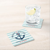 Blaue und weiße Streifen Navy-Blue Boat Anker Rechteckiger Pappuntersetzer (Vor Ort)