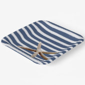 Blaue und weiße Streifen Pappteller (Gewinkelt)