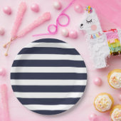 Blaue und weiße Streifen Pappteller (Party)