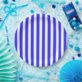 Blaue und weiße Streifen Pappteller (Party)