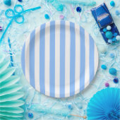 Blaue und weiße Streifen Pappteller (Party)