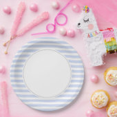 Blaue und weiße Streifen Pappteller (Party)