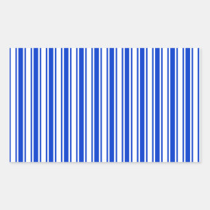 Blaue und weiße Streifen Rechteckiger Aufkleber