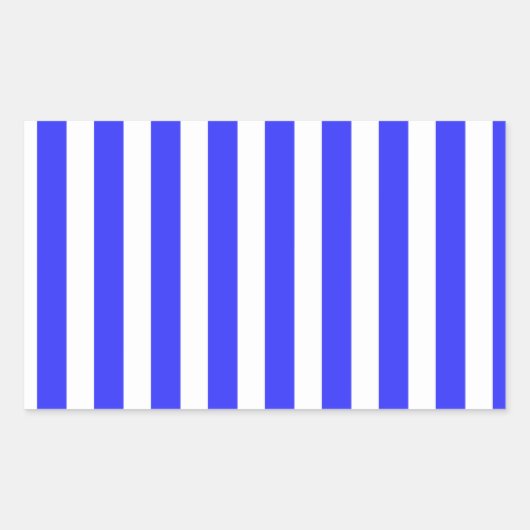 Blaue und weiße Streifen Rechteckiger Aufkleber (Vorderseite)
