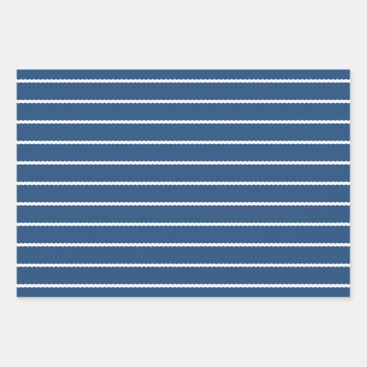 Blaue und weiße Streifen schnallen Urlaub Geschenkpapier Set (Vorderseite 3)