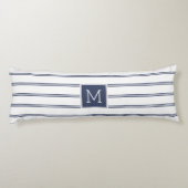 Blaue und weiße Streifen Seitenschläferkissen (Rückseite)