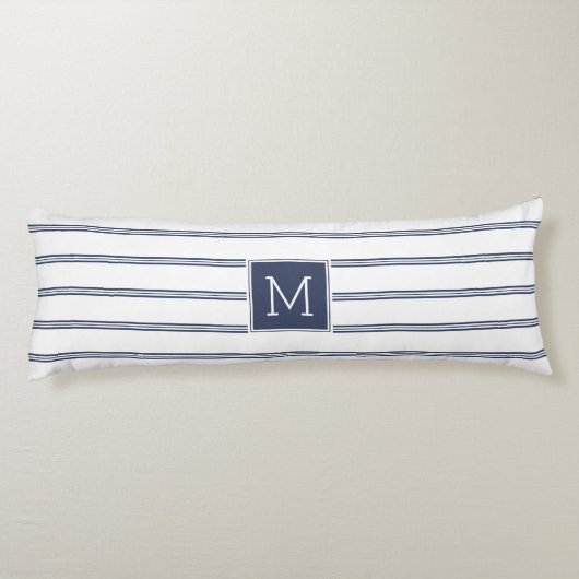 Blaue und weiße Streifen Seitenschläferkissen (Rückseite)