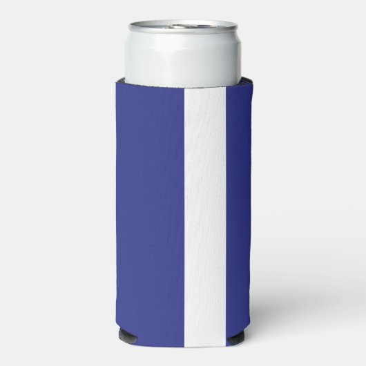 Blaue und weiße Streifen Selters Dosenkühler (Seltzer Vorderseite)