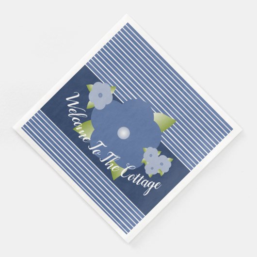 Blaue und weiße Streifen Serviette (Ecke)