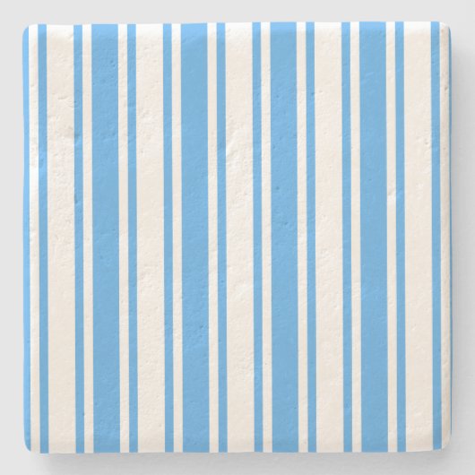 Blaue und weiße Streifen Steinuntersetzer (Vorderseite)