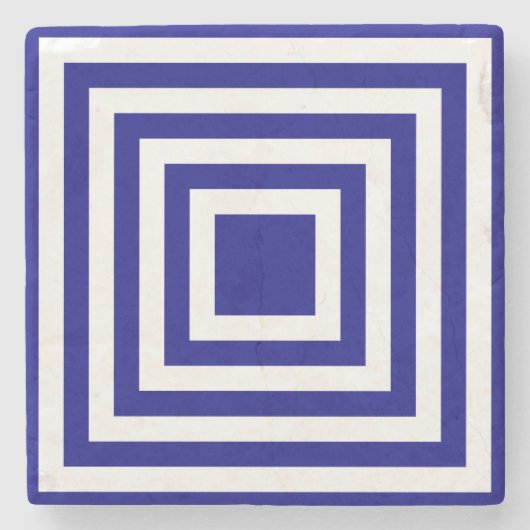 Blaue und weiße Streifen Steinuntersetzer (Vorderseite)