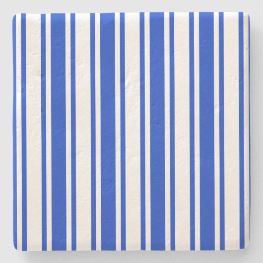 Blaue und weiße Streifen Steinuntersetzer (Vorderseite)