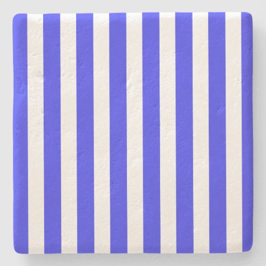 Blaue und weiße Streifen Steinuntersetzer (Vorderseite)