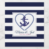 Blaue und weiße Streifen und Anker Weinetikett (Einzelnes Label)