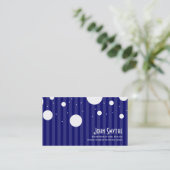 Blaue und weiße Streifen und Tupfen Visitenkarte (Stehend Vorderseite)