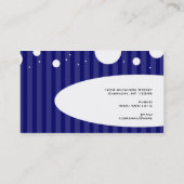 Blaue und weiße Streifen und Tupfen Visitenkarte (Rückseite)