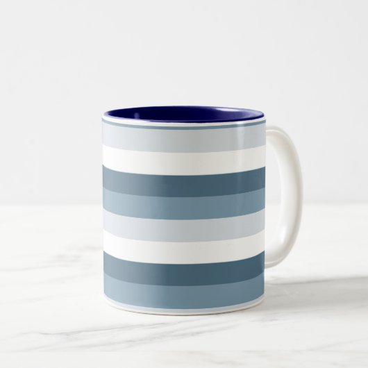Blaue und weiße Streifen Zweifarbige Tasse (VorderseiteRechts)
