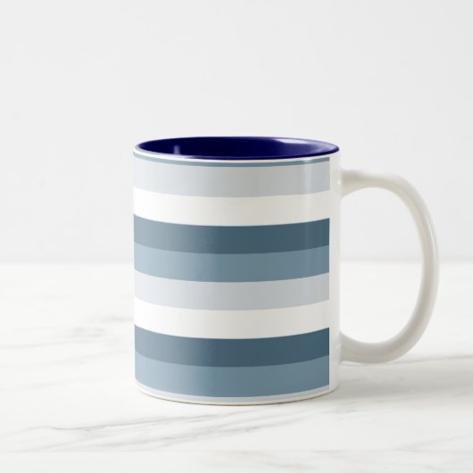 Blaue und weiße Streifen Zweifarbige Tasse (Rechts)