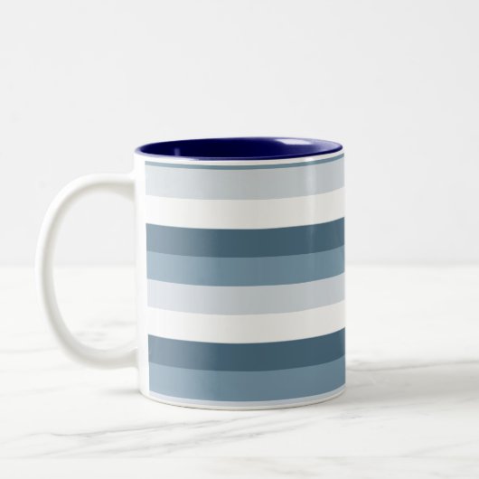 Blaue und weiße Streifen Zweifarbige Tasse (Links)