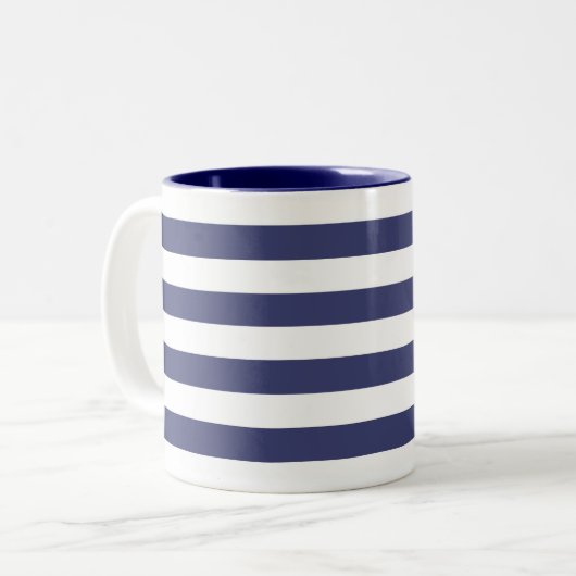 Blaue und weiße Streifen Zweifarbige Tasse (Vorderseite Links)