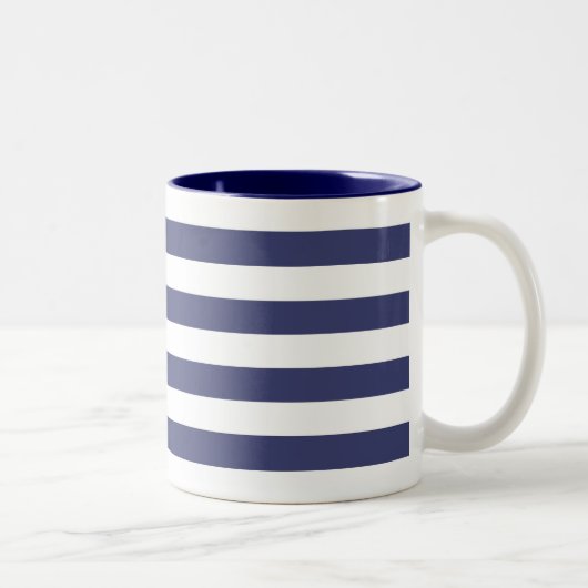 Blaue und weiße Streifen Zweifarbige Tasse (Rechts)