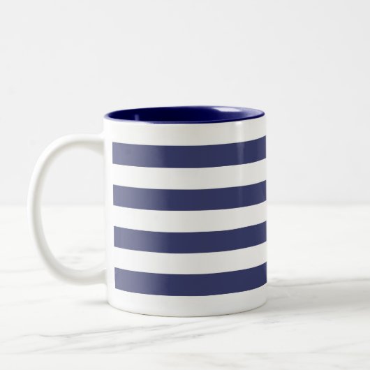 Blaue und weiße Streifen Zweifarbige Tasse (Links)