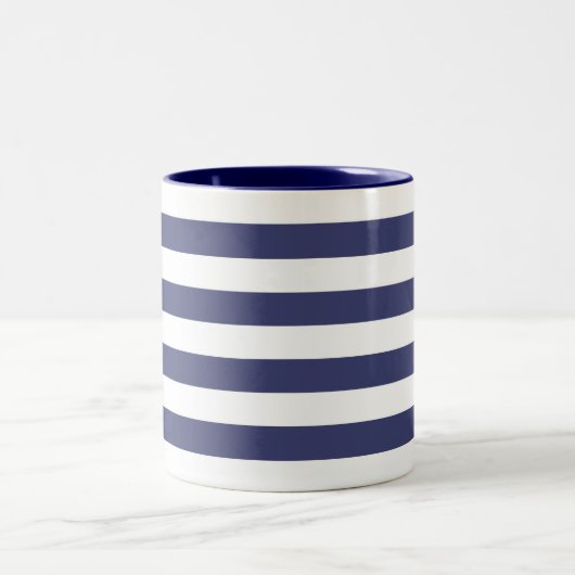 Blaue und weiße Streifen Zweifarbige Tasse (Mittel)