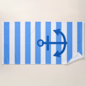 Blaue und weiße Streifenmuster mit Ankern Strandtuch (Vorderseite)