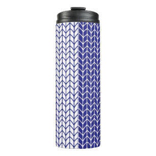 BLAUE UND WEISSE STRICKWARE Thermobecher Thermosbecher