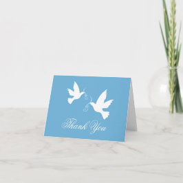 Blaue und weiße Taubenvögel Hochzeit danke Karte