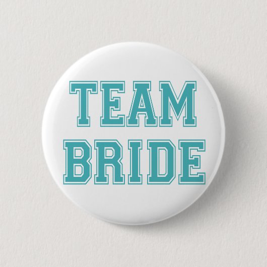 Blaue und weiße Team-Braut Button (Vorderseite)