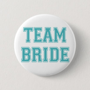 Blaue und weiße Team-Braut Button
