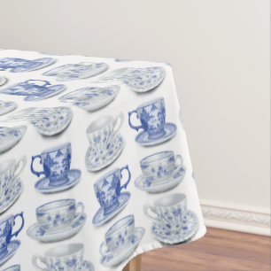 Blaue und weiße Teeschale Tischdecke