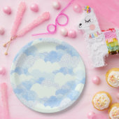 Blaue und weiße Texturierte Regenwolken Pappteller (Party)