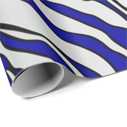 Blaue und weiße Tigerstreifen - Tierwerbung Geschenkpapier (Rolleneckpunkt)