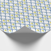 Blaue und weiße Tile mit Zitronen Geschenkpapier (Ecke)