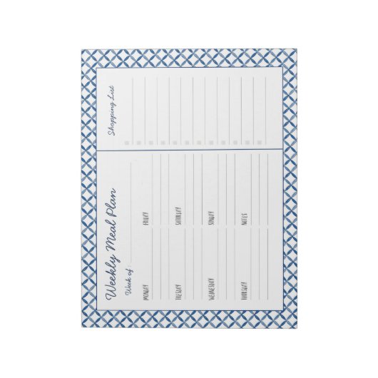 Blaue und weiße Tile Notizblock (Rotiert)