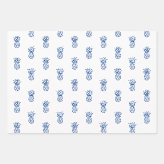 Blaue und weiße tropische Ananas Geschenkpapier Set (Vorderseite 2)