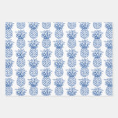 Blaue und weiße tropische Ananas Geschenkpapier Set (Vorderseite)