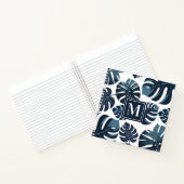 Blaue und weiße tropische Monstera Leaf Notizblock (Innenseite)