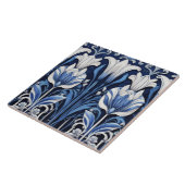 Blaue und weiße Tulips Art Deco Jugendstil Blume Fliese (Seite)